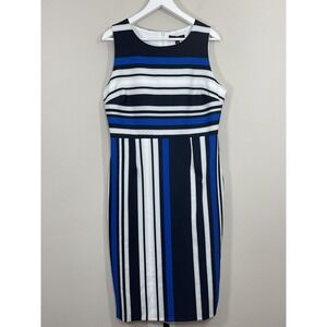 Suzanne Betro Womens Sheath Dress White/blue Stripe Lined Size Large New